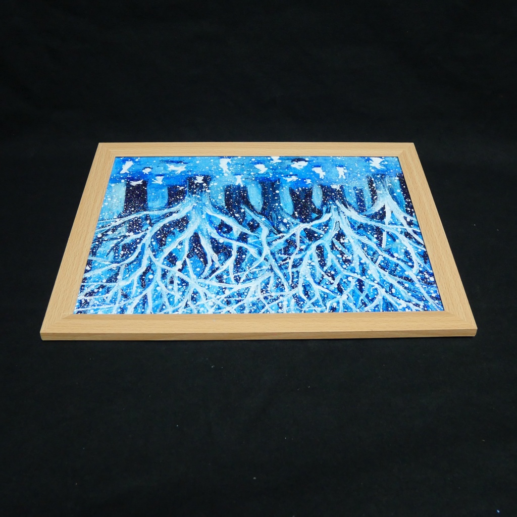 油絵 油彩 油彩画 絵 絵画【冬の林と兎たち】