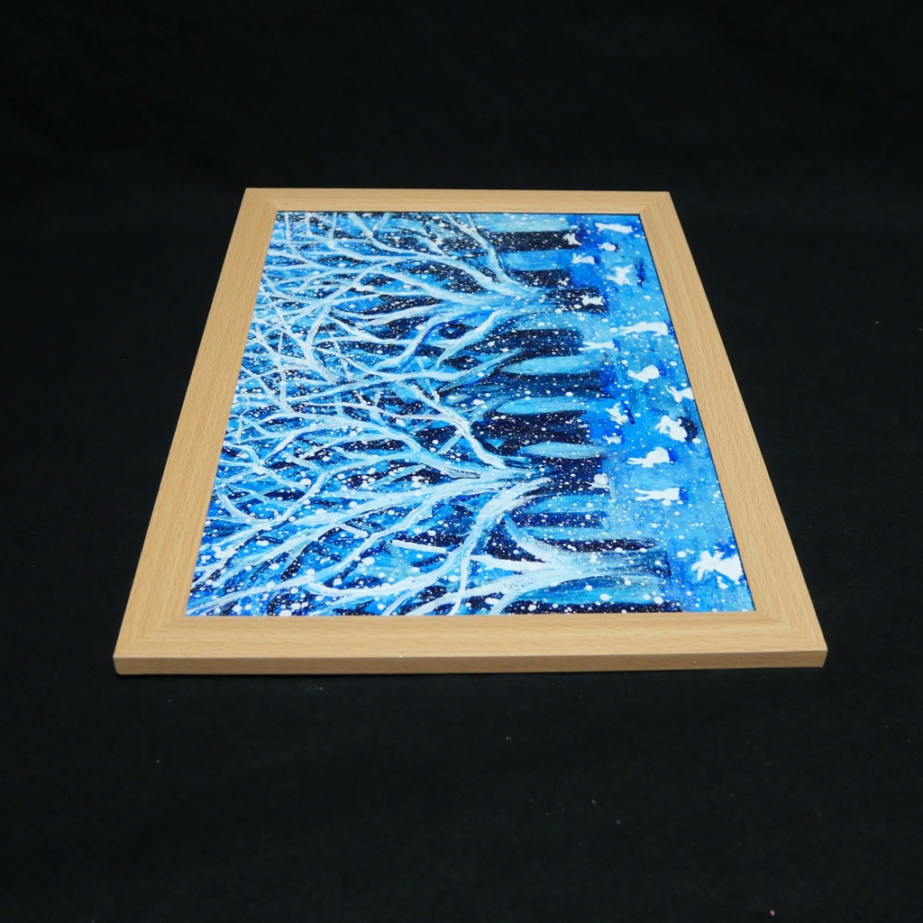 油絵 油彩 油彩画 絵 絵画【冬の林と兎たち】