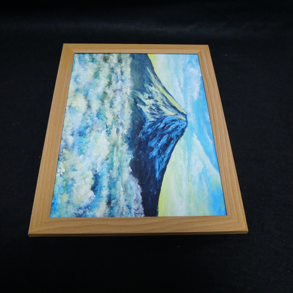 油絵【朝の富士山】(A4サイズ 原画)油彩画 絵画 風景画 富士山 朝焼け 雲海