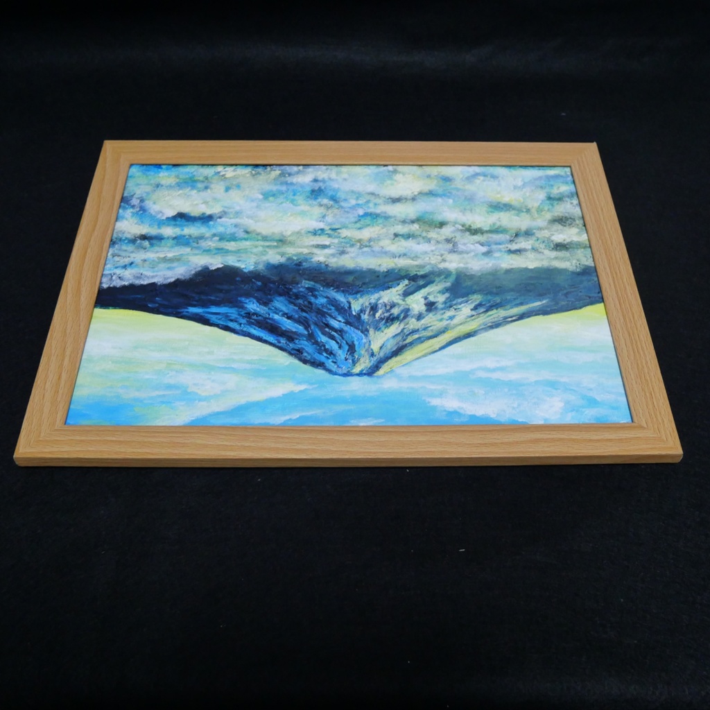 油絵【朝の富士山】(A4サイズ 原画)油彩画 絵画 風景画 富士山 朝焼け 雲海