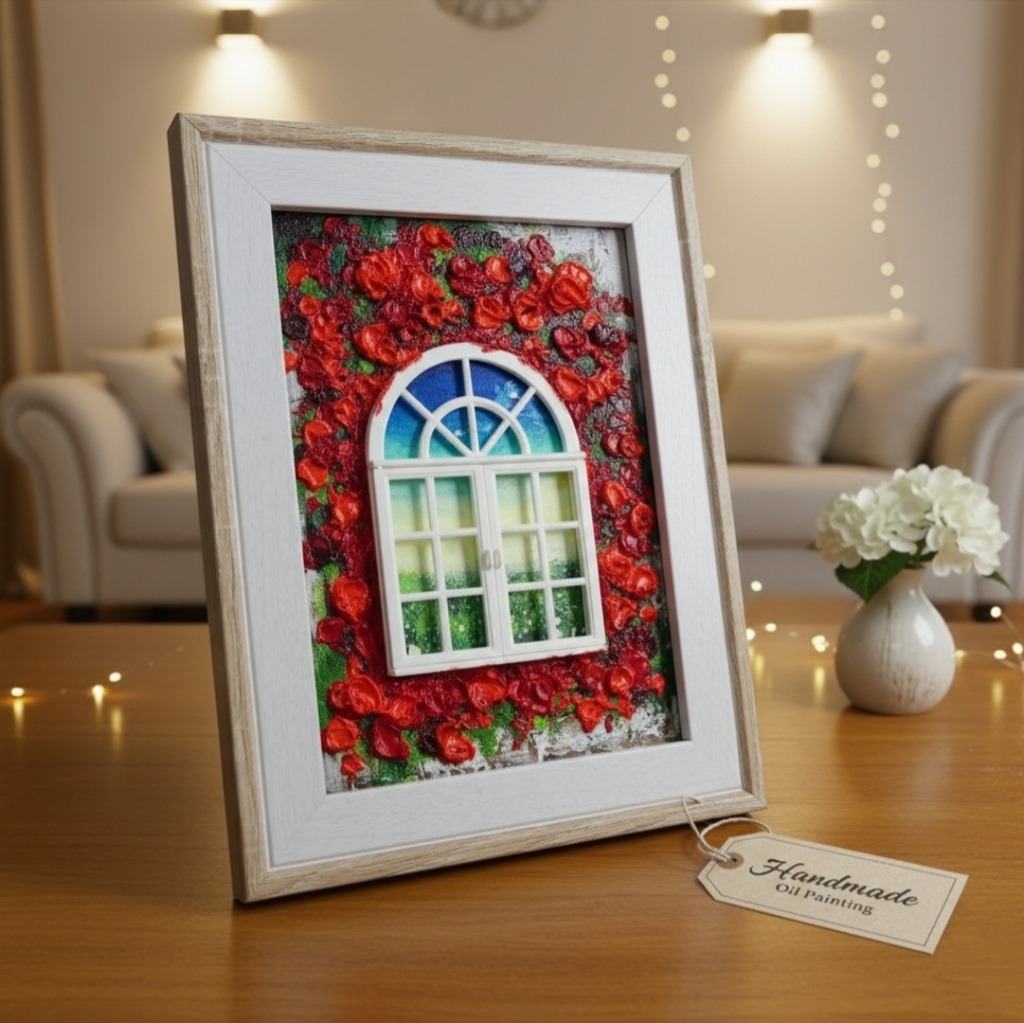 油絵 油彩画 原画「窓の先」絵画 アート インテリア 壁掛け
