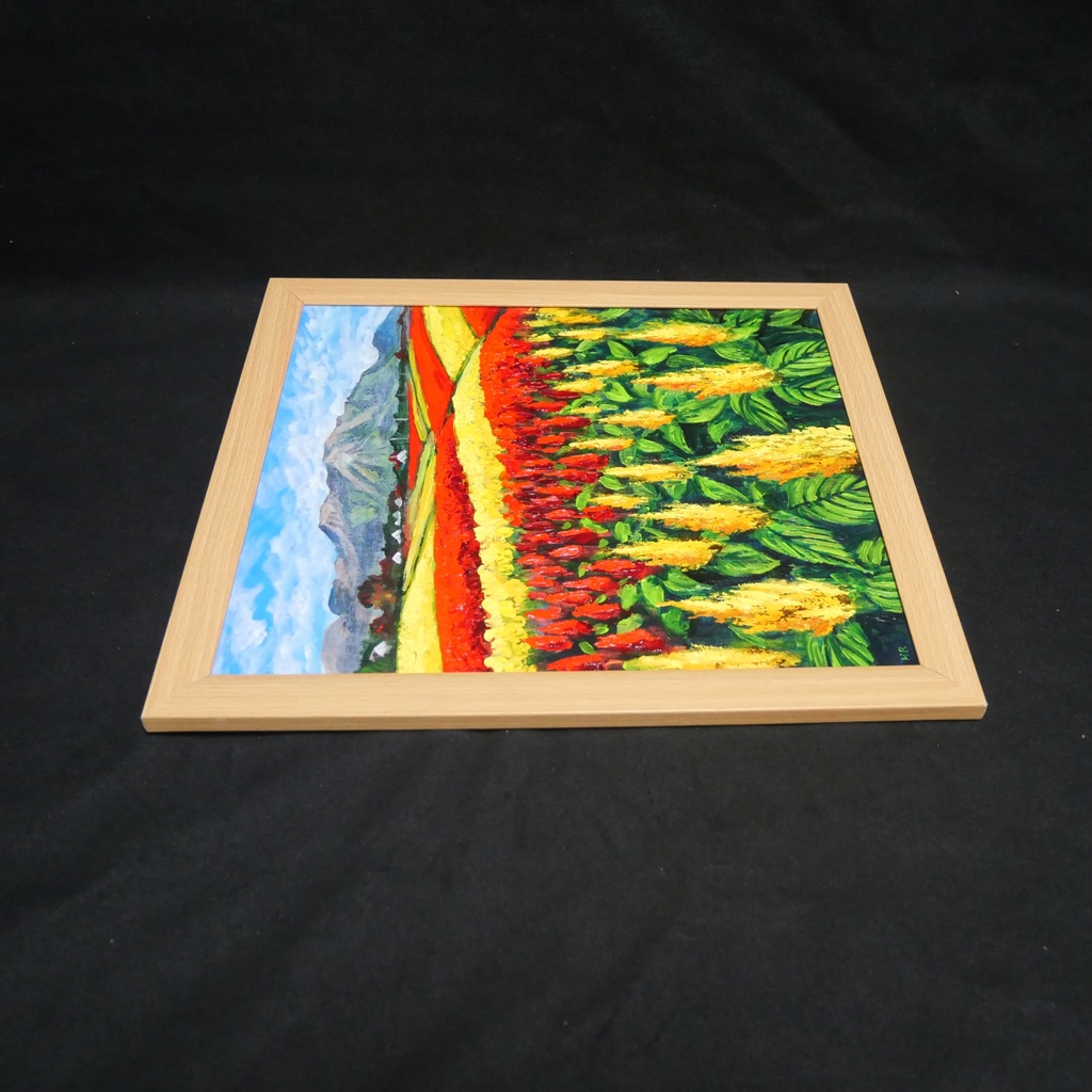 油絵 油彩 油彩画 絵 絵画 【秋日和のケイトウ】