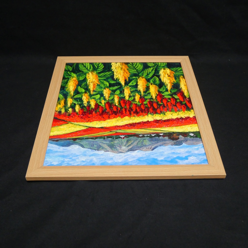 油絵 油彩 油彩画 絵 絵画 【秋日和のケイトウ】