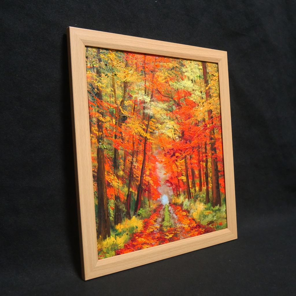 油絵 油彩 油彩画 絵 絵画 【紅葉の回廊】