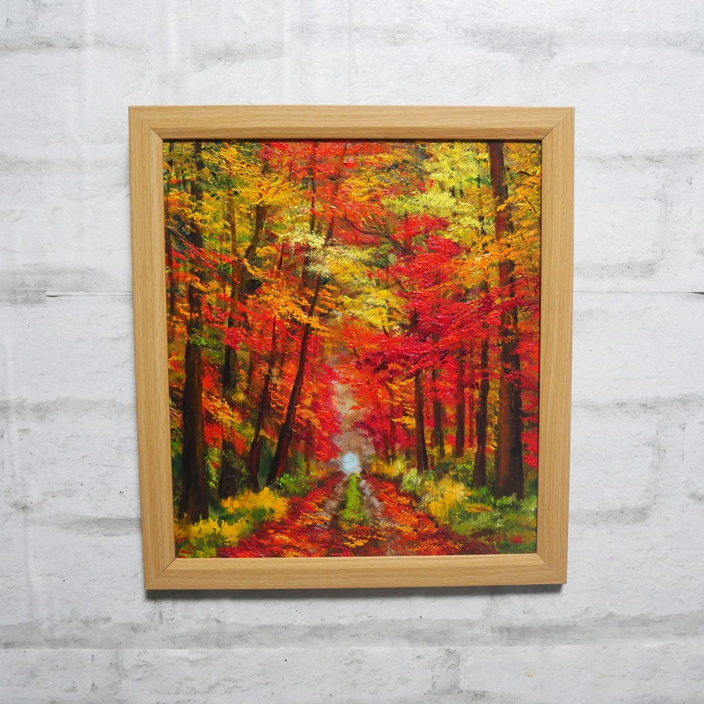 油絵 油彩 油彩画 絵 絵画 【紅葉の回廊】
