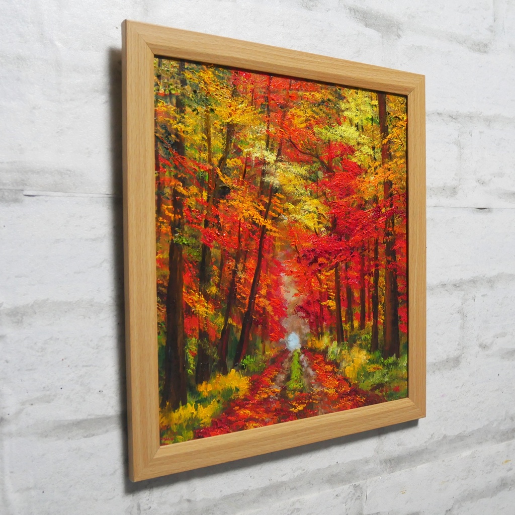 油絵 油彩 油彩画 絵 絵画 【紅葉の回廊】