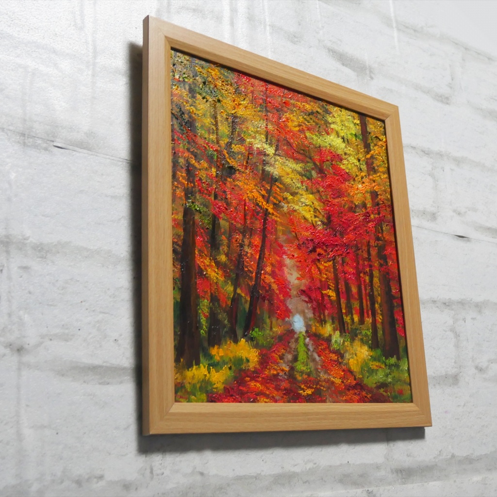 油絵 油彩 油彩画 絵 絵画 【紅葉の回廊】