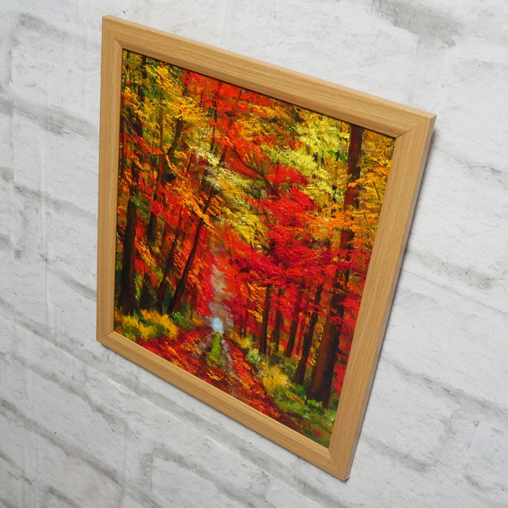 油絵 油彩 油彩画 絵 絵画 【紅葉の回廊】