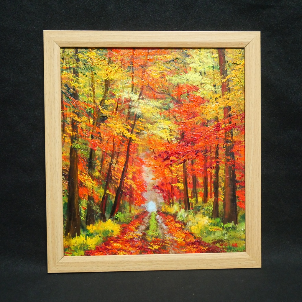 油絵 油彩 油彩画 絵 絵画 【紅葉の回廊】