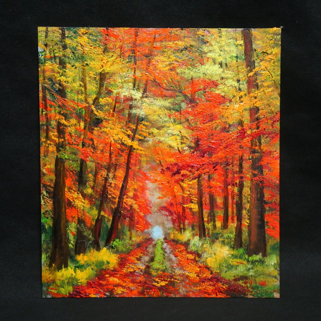 油絵 油彩 油彩画 絵 絵画 【紅葉の回廊】