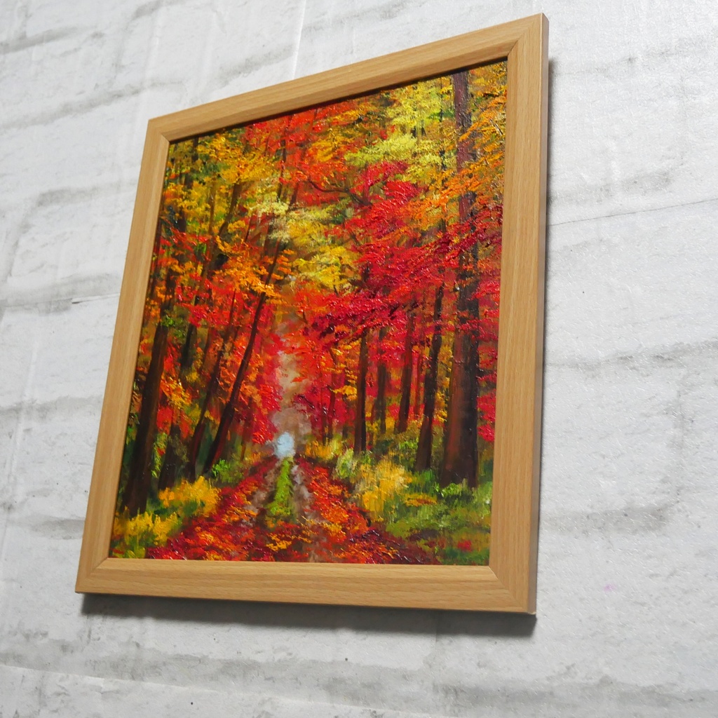 油絵 油彩 油彩画 絵 絵画 【紅葉の回廊】