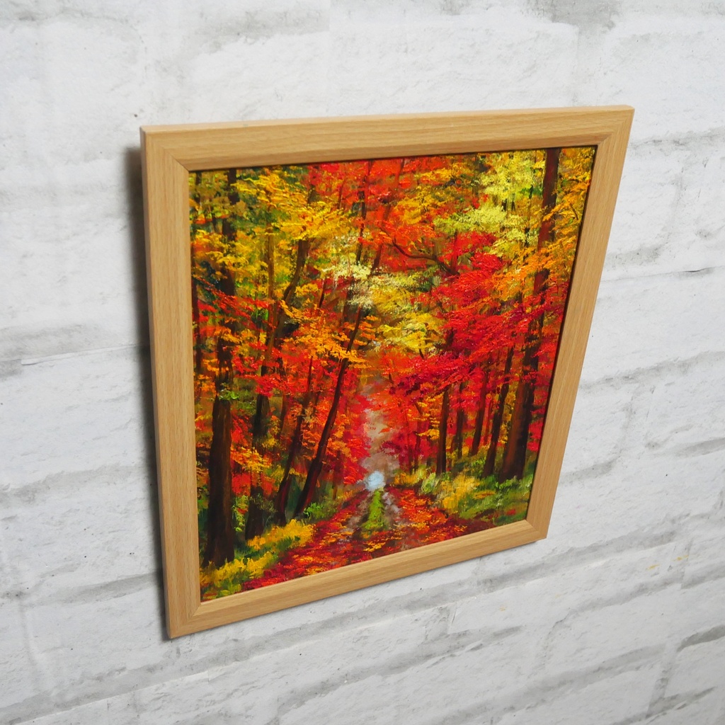 油絵 油彩 油彩画 絵 絵画 【紅葉の回廊】