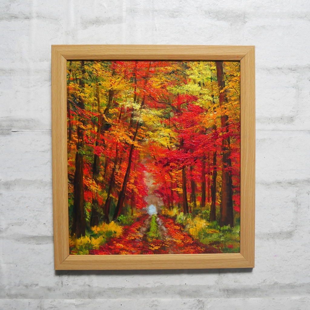 油絵 油彩 油彩画 絵 絵画 【紅葉の回廊】