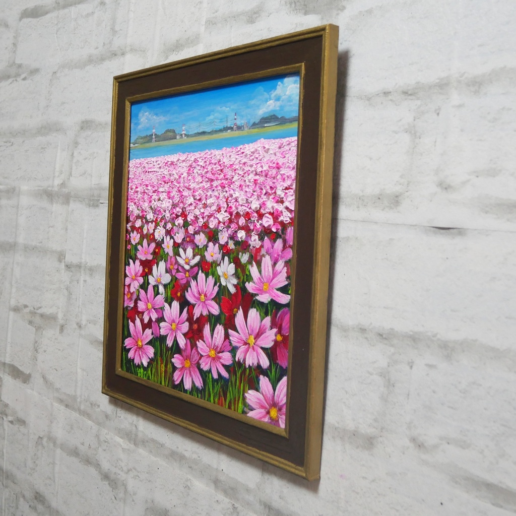 油絵 油彩 油彩画 絵画 絵【コスモス祭り】