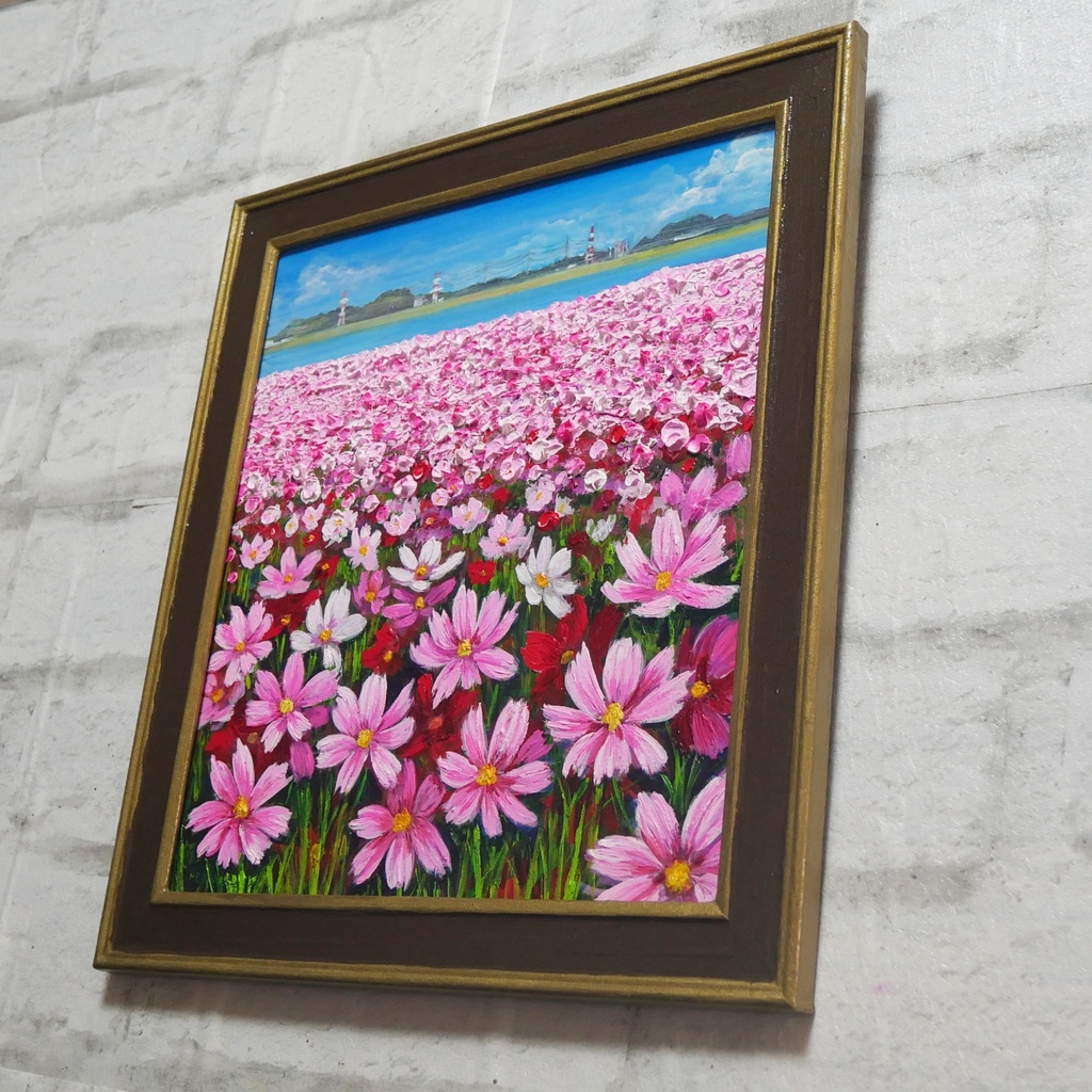 油絵 油彩 油彩画 絵画 絵【コスモス祭り】