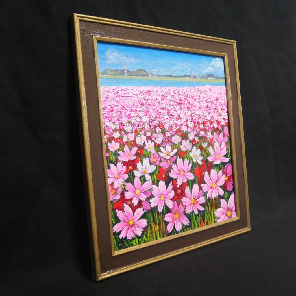 油絵 油彩 油彩画 絵画 絵【コスモス祭り】