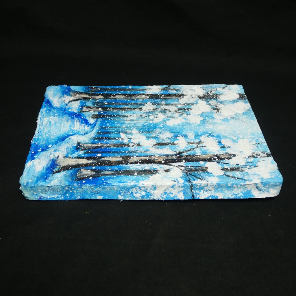 油絵 原画 油彩画 絵画 「白銀の森の小道」 冬 景色 風景画 インテリア