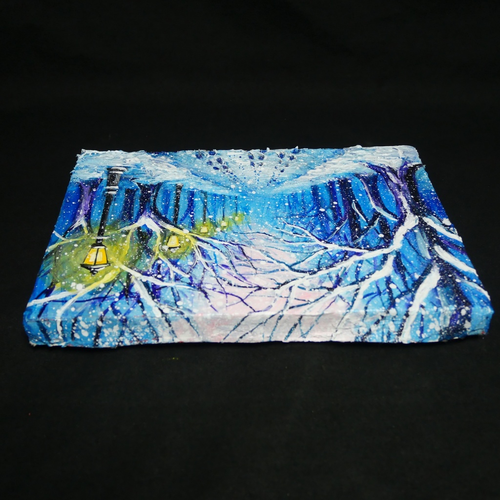 油絵 原画 【雪の散歩道】 絵画 油彩 雪 景色 風景画 冬