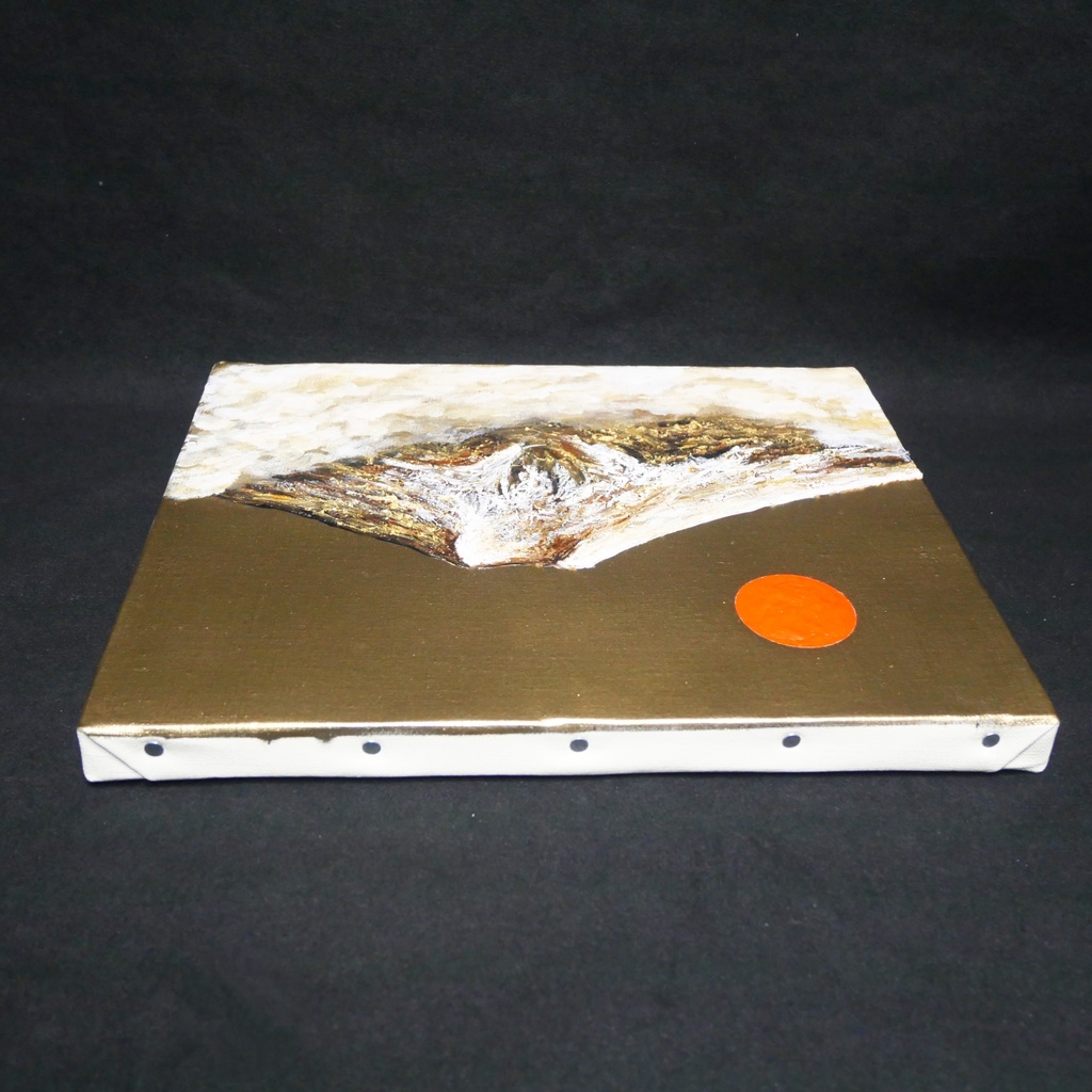 一点物 油彩画【旭日黄金富士】F3号 原画 富士山インテリア