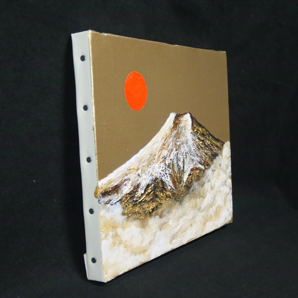一点物 油彩画【旭日黄金富士】F3号 原画 富士山インテリア