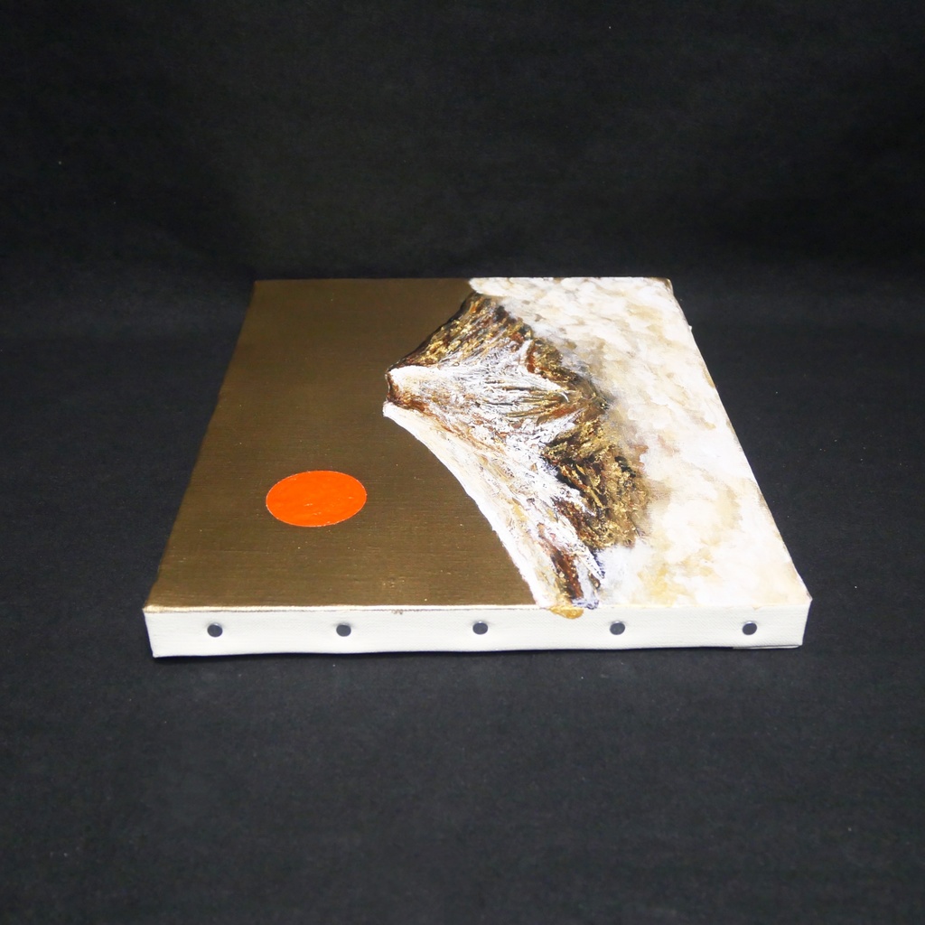 一点物 油彩画【旭日黄金富士】F3号 原画 富士山インテリア