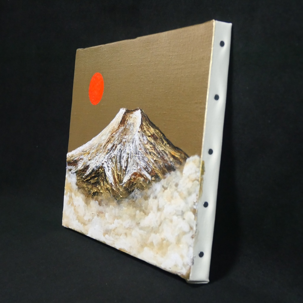 一点物 油彩画【旭日黄金富士】F3号 原画 富士山インテリア