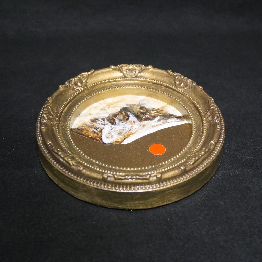 油絵 油彩 円形ミニ絵画「黄金富士山」絵画 油彩画 インテリア 風景画 富士山 縁起物 壁掛け 贈り物に 風水