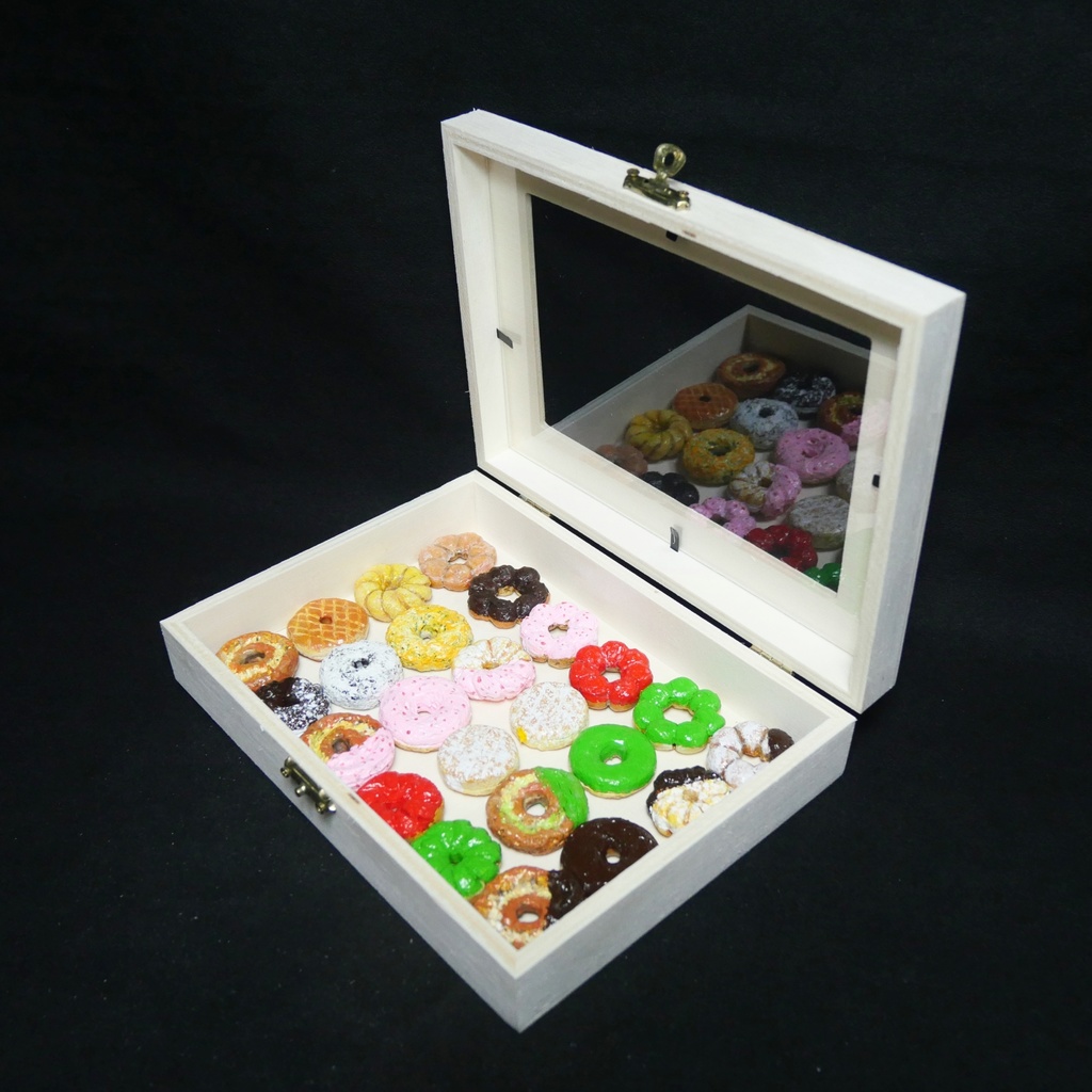 【油絵】小さくて可愛い まるでお菓子箱ドーナツの油絵セット 24個