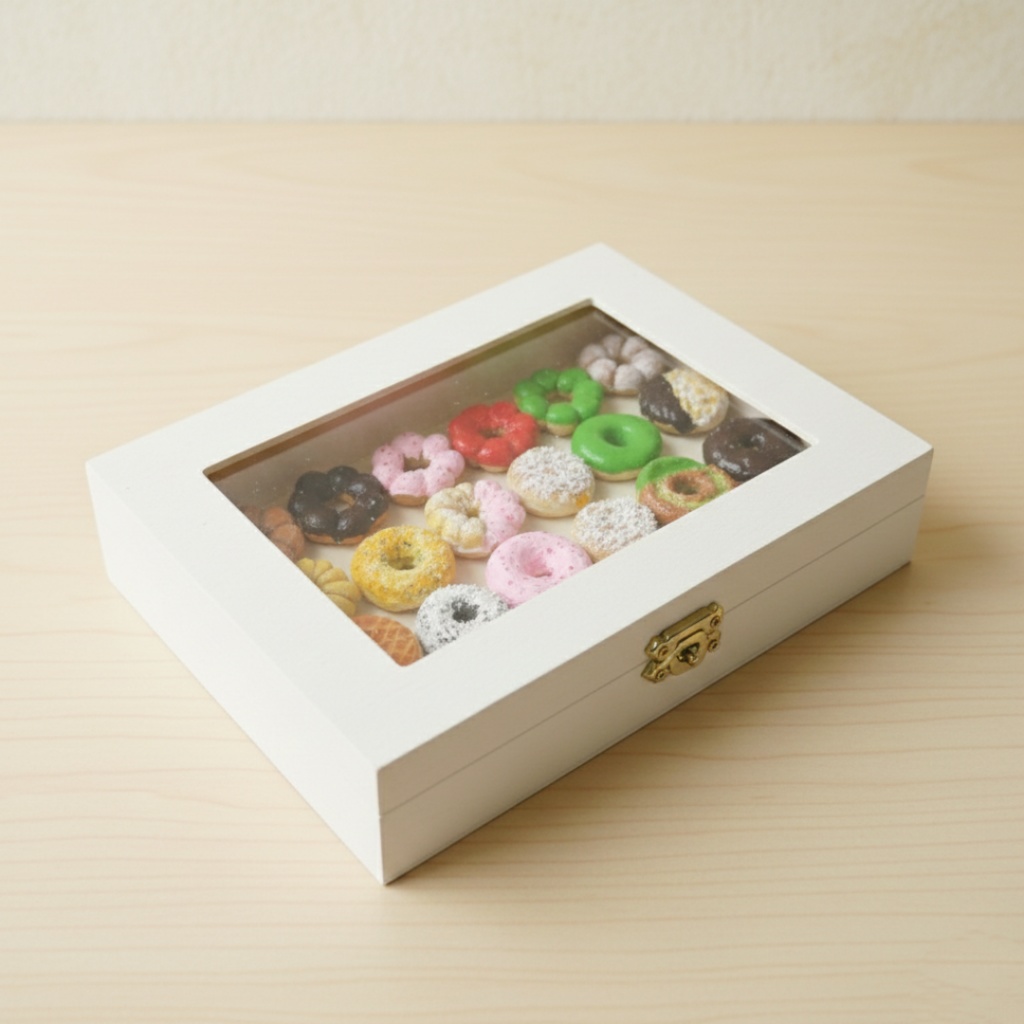 【油絵】小さくて可愛い まるでお菓子箱ドーナツの油絵セット 24個