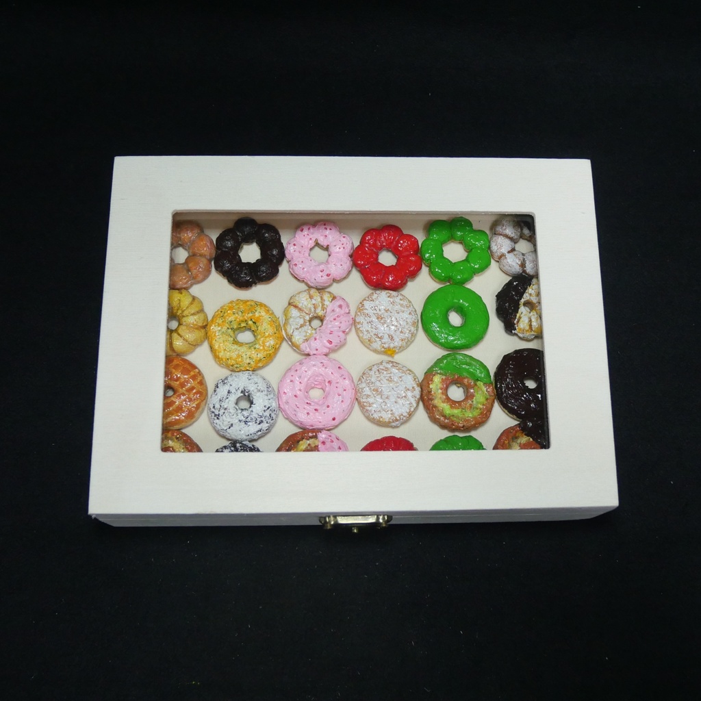 【油絵】小さくて可愛い まるでお菓子箱ドーナツの油絵セット 24個