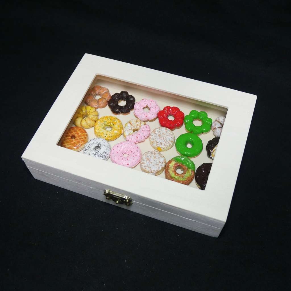 【油絵】小さくて可愛い まるでお菓子箱ドーナツの油絵セット 24個