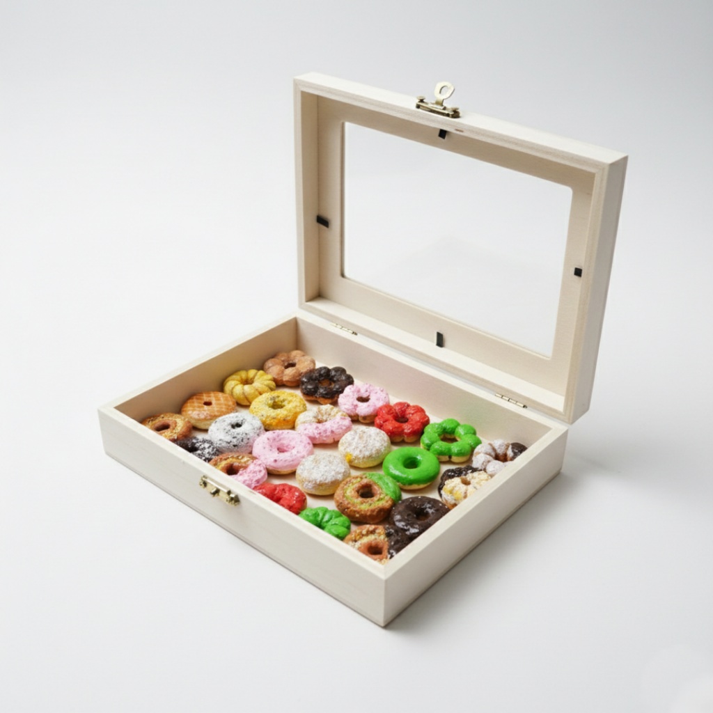 【油絵】小さくて可愛い まるでお菓子箱ドーナツの油絵セット 24個