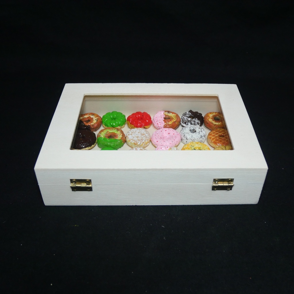 【油絵】小さくて可愛い まるでお菓子箱ドーナツの油絵セット 24個