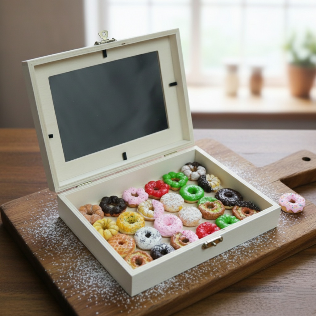 【油絵】小さくて可愛い まるでお菓子箱ドーナツの油絵セット 24個