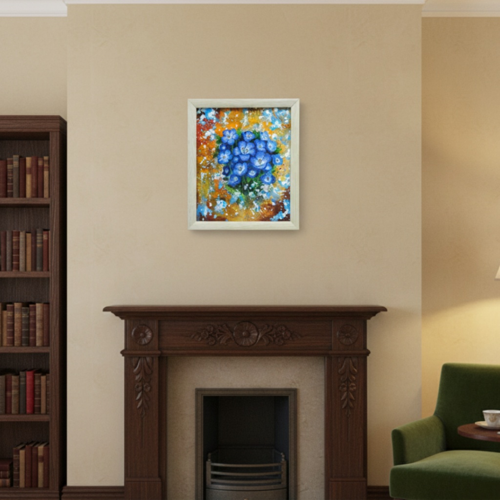 【一点もの】癒やしの油絵 【ネモフィラ】 |油彩画 絵画 インテリア雑貨 プレゼントにも