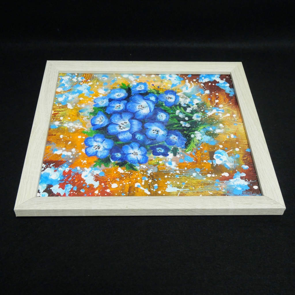 【一点もの】癒やしの油絵 【ネモフィラ】 |油彩画 絵画 インテリア雑貨 プレゼントにも