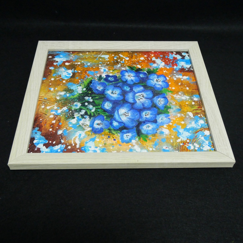 【一点もの】癒やしの油絵 【ネモフィラ】 |油彩画 絵画 インテリア雑貨 プレゼントにも