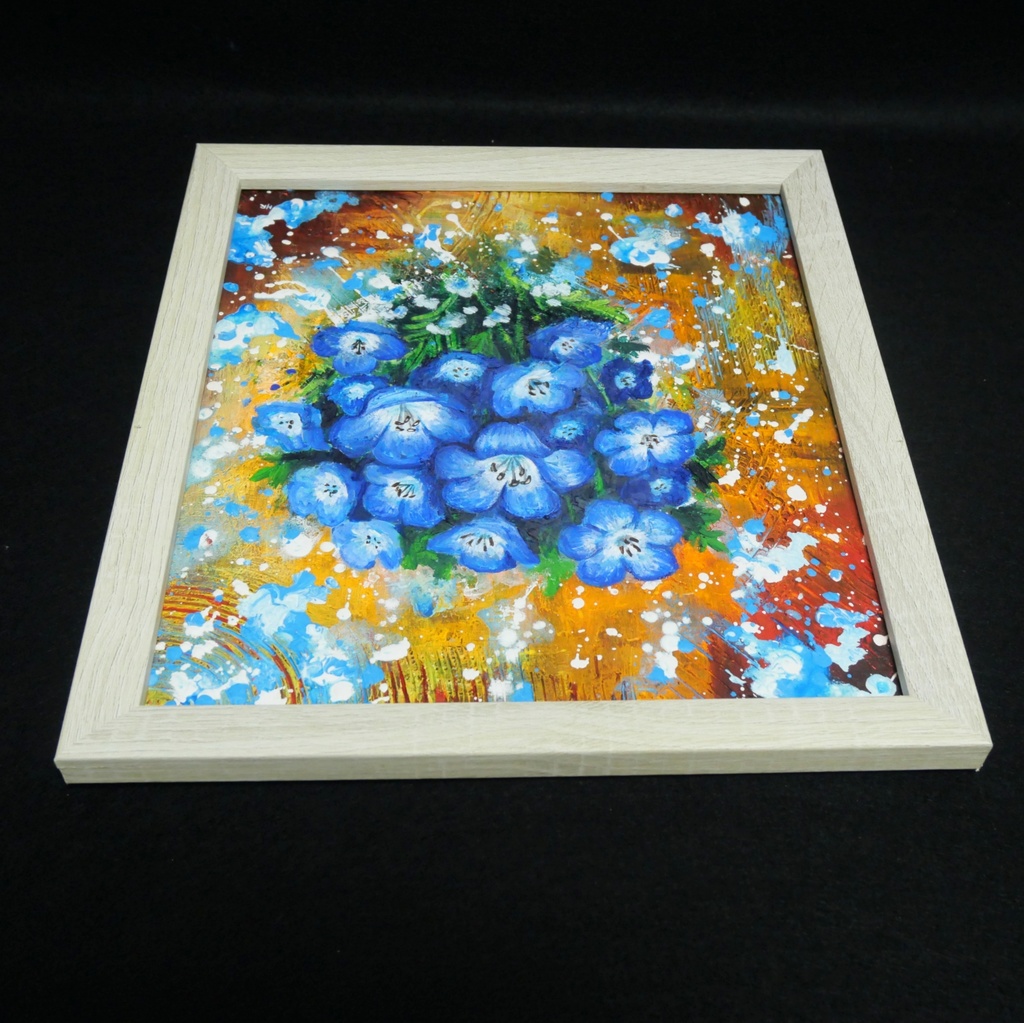 【一点もの】癒やしの油絵 【ネモフィラ】 |油彩画 絵画 インテリア雑貨 プレゼントにも