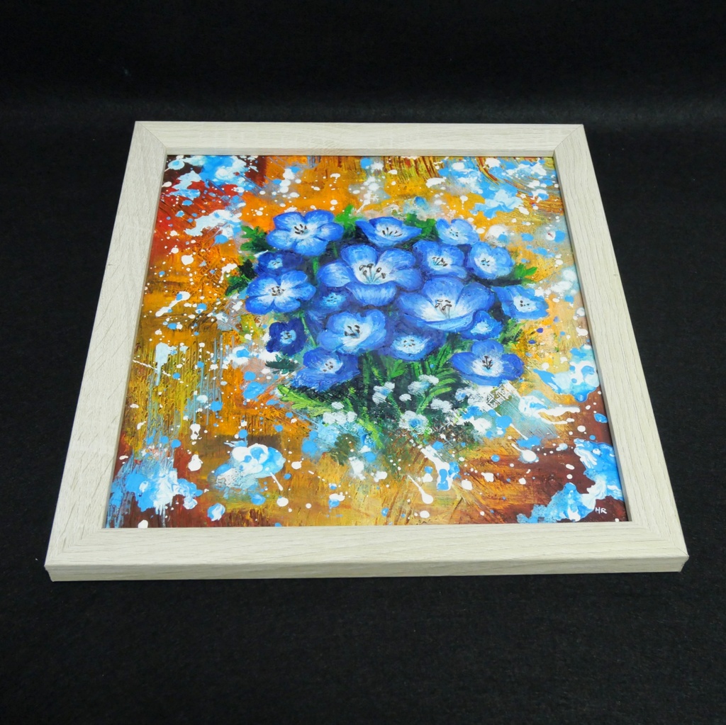 【一点もの】癒やしの油絵 【ネモフィラ】 |油彩画 絵画 インテリア雑貨 プレゼントにも