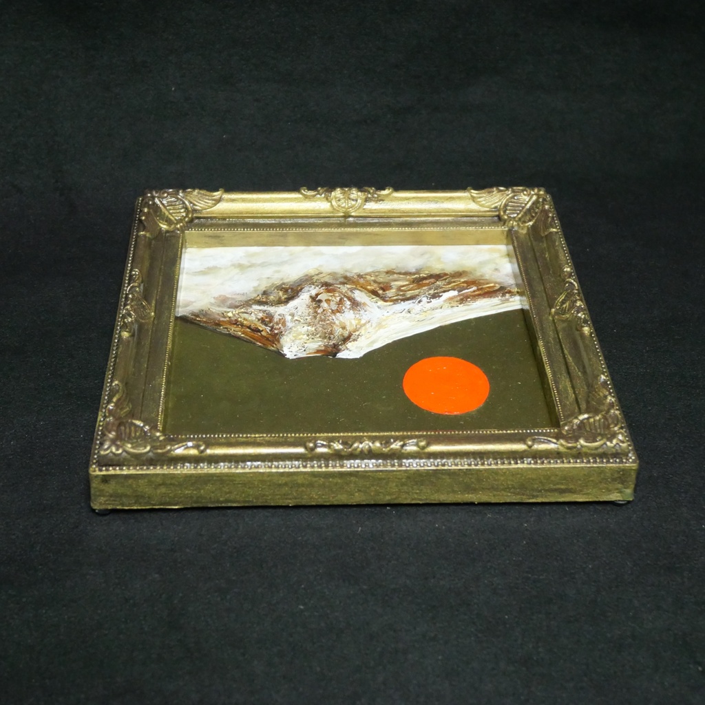 油絵 ミニ色紙絵画【黄金富士山】原画・一点物(インテリア、プレゼントにも)