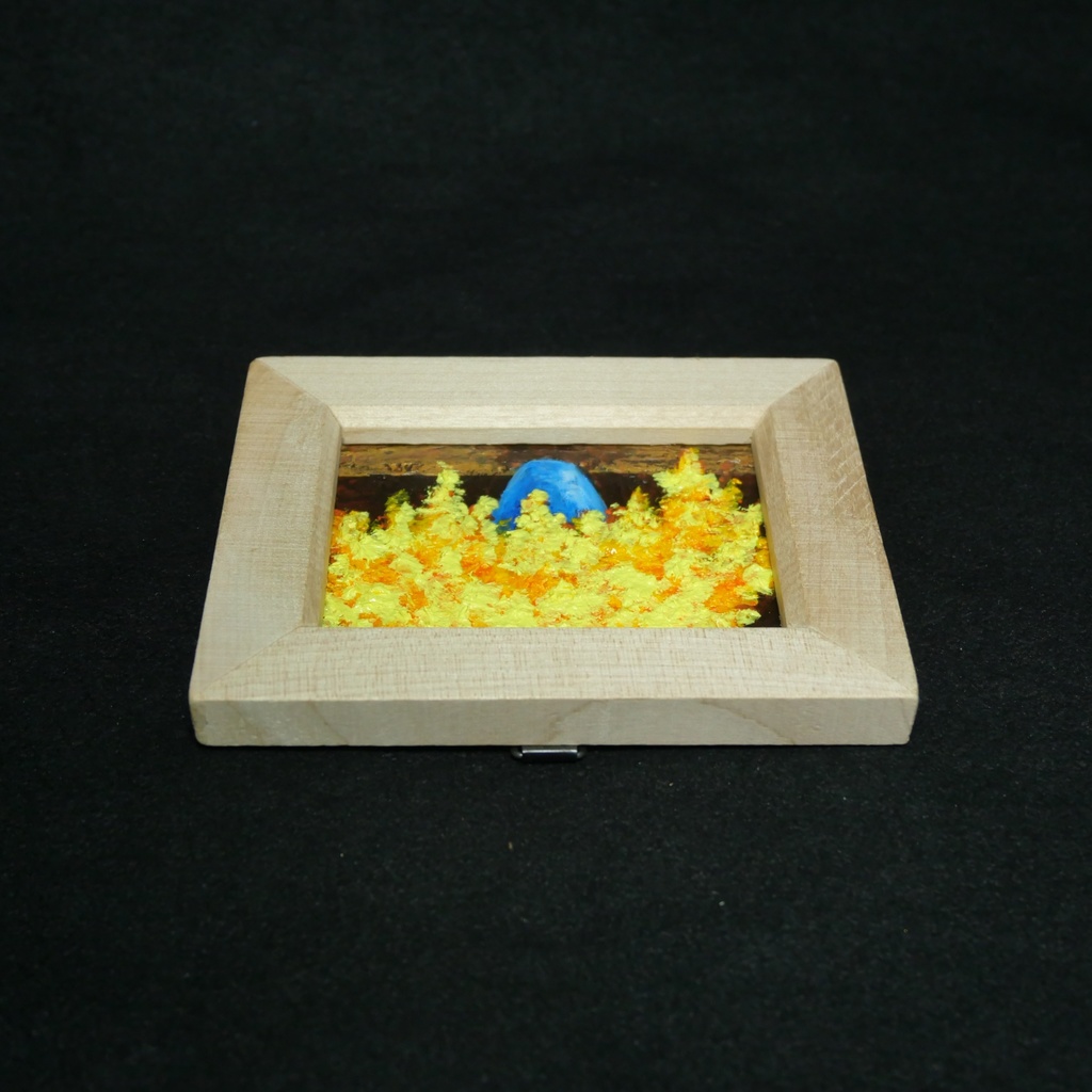 【原画】手描き 油絵「ミモザ」額縁付き ミニサイズ