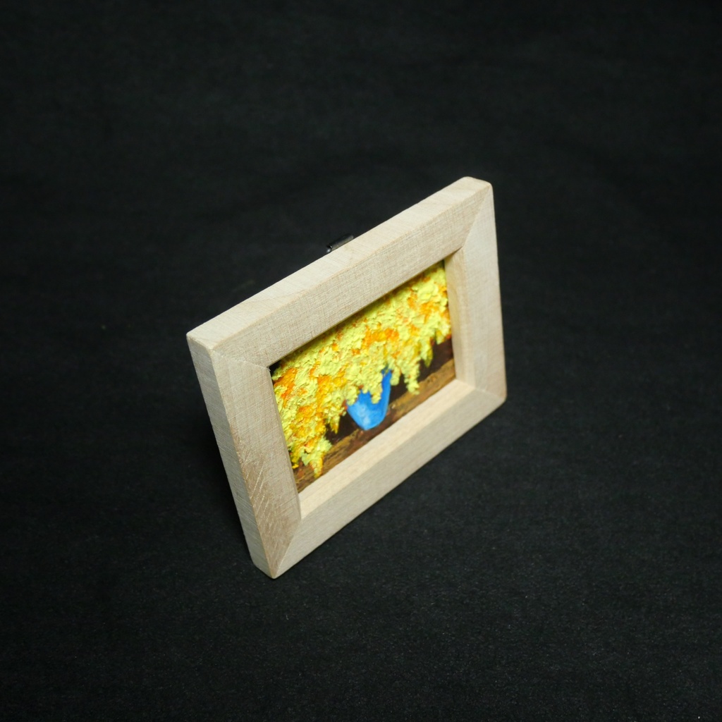 【原画】手描き 油絵「ミモザ」額縁付き ミニサイズ