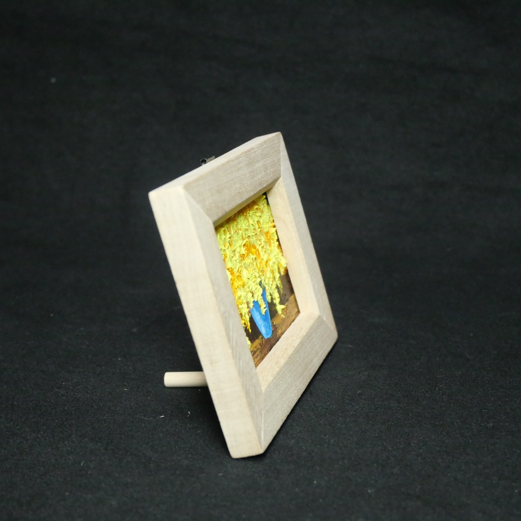 【原画】手描き 油絵「ミモザ」額縁付き ミニサイズ