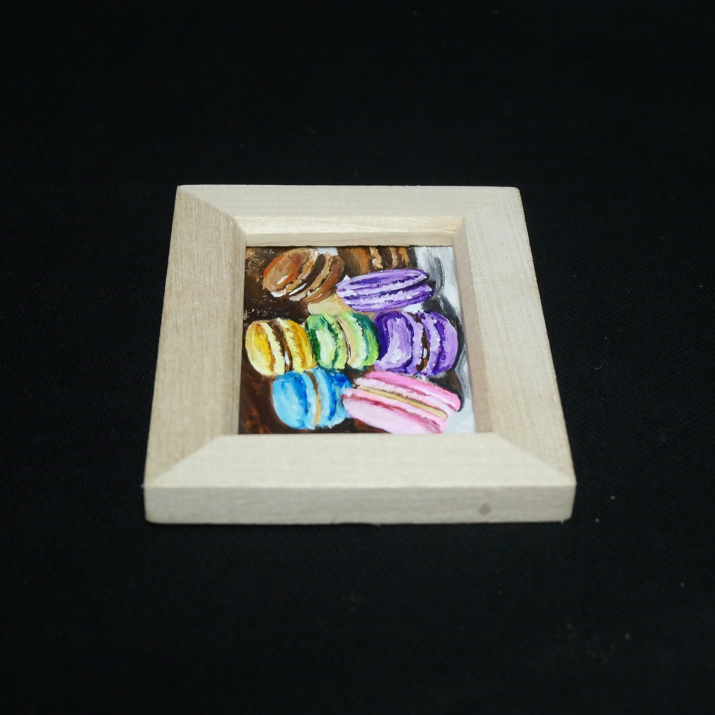 【原画】【おやつの時間】油彩画 ミニ絵画 小さな絵 インテリア 置物