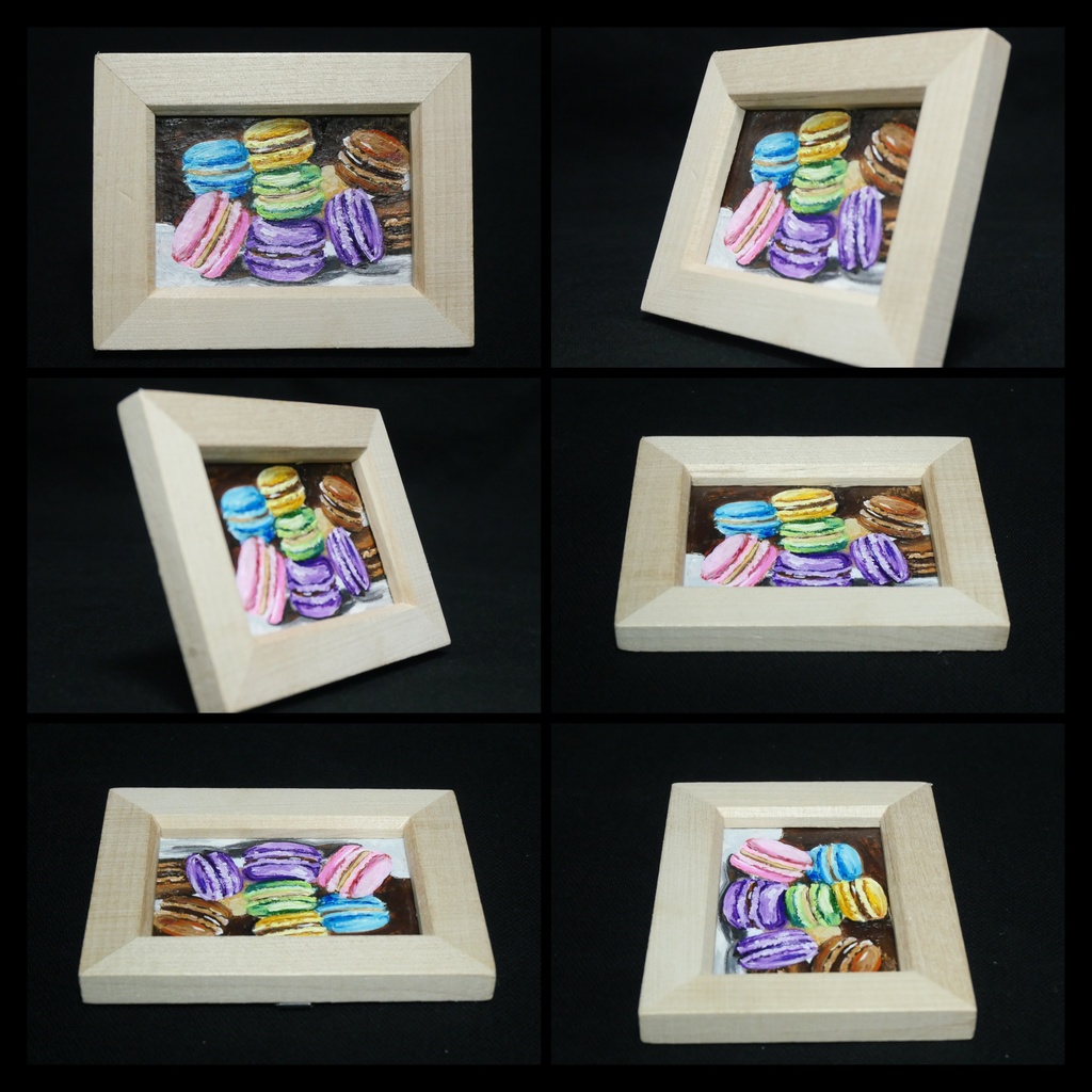 【原画】【おやつの時間】油彩画 ミニ絵画 小さな絵 インテリア 置物