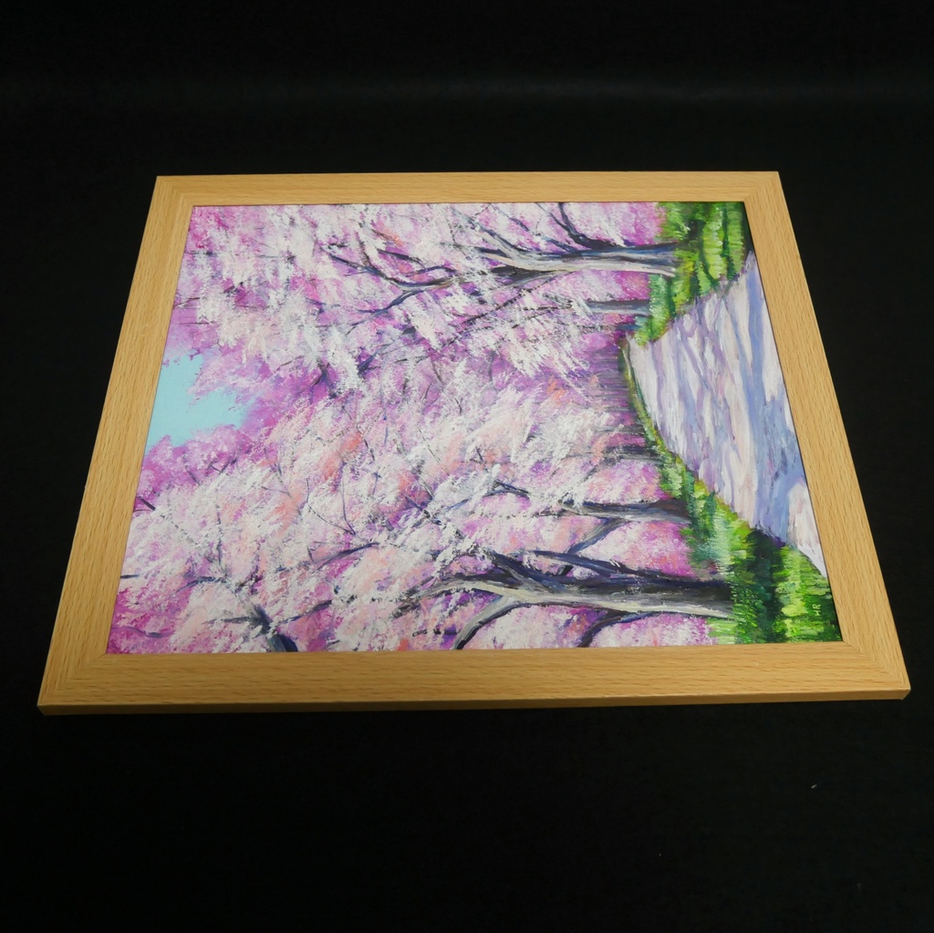満開の桜のトンネル 油絵【原画】 一点物 春 桜並木 油彩画 絵画