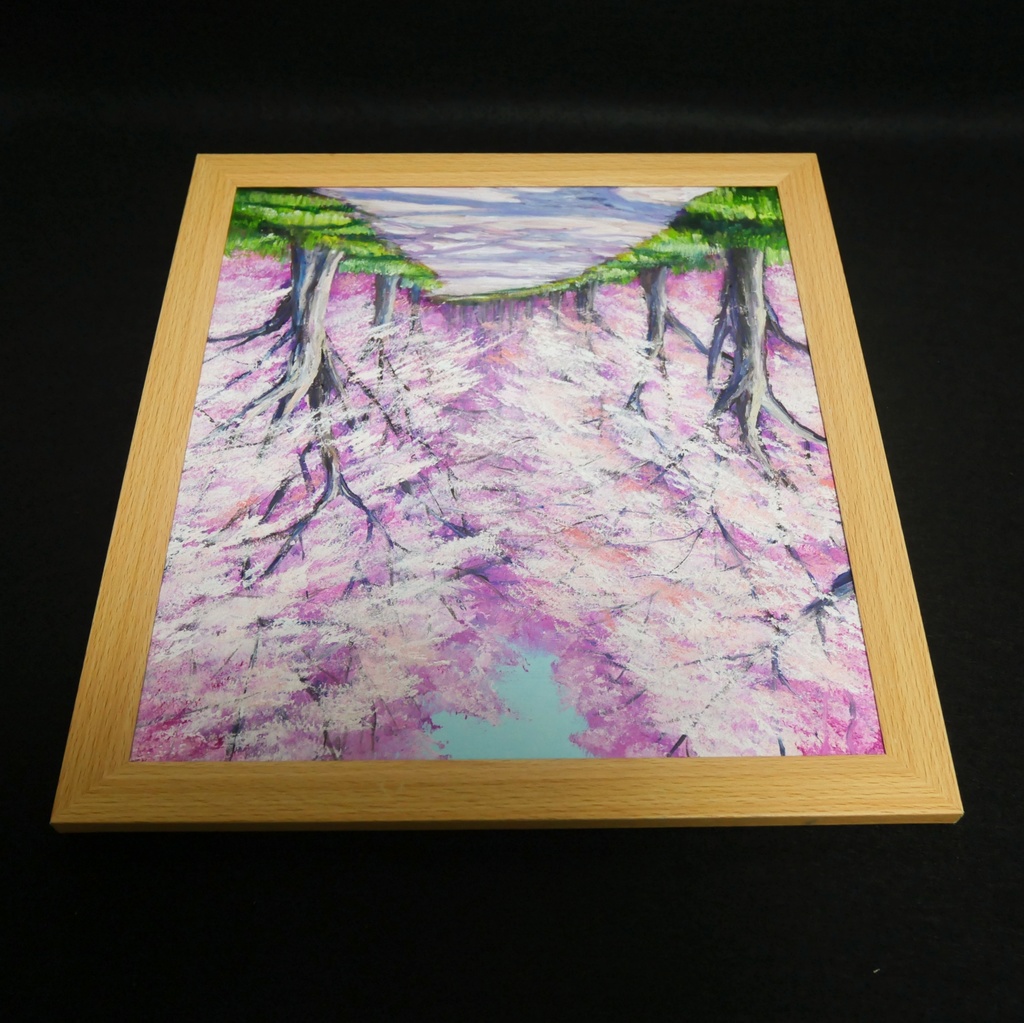 満開の桜のトンネル 油絵【原画】 一点物 春 桜並木 油彩画 絵画