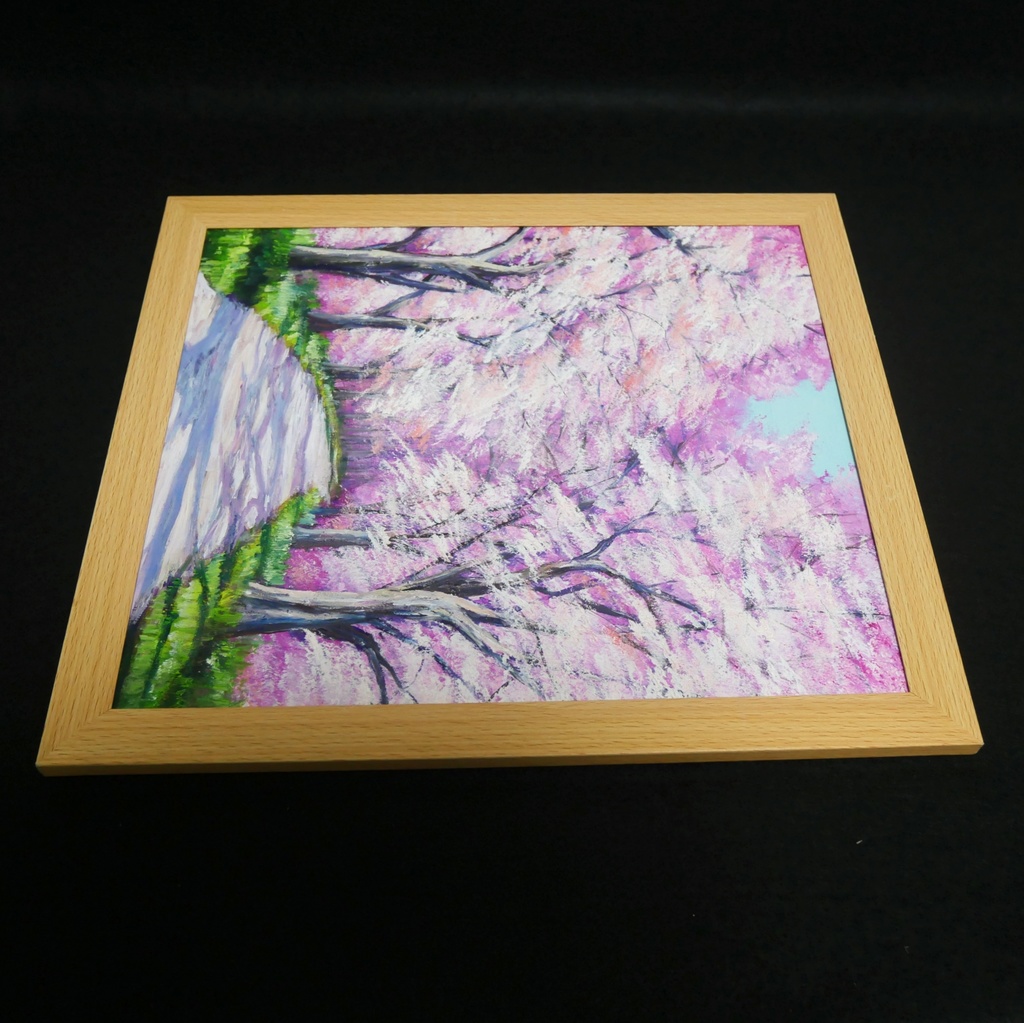 満開の桜のトンネル 油絵【原画】 一点物 春 桜並木 油彩画 絵画