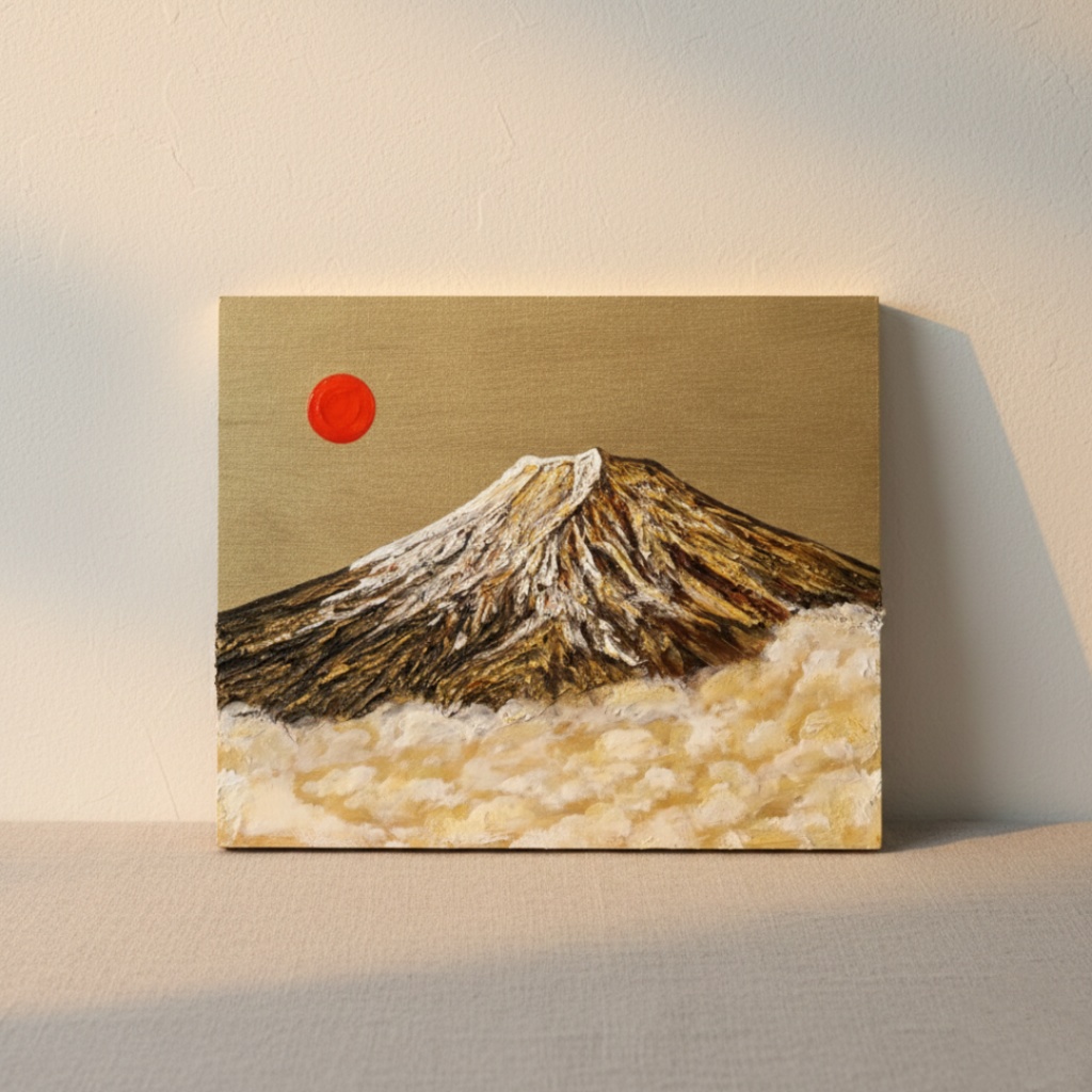 油絵「黄金の輝きが放つ生命力」絵画 油彩画 木製パネル 壁掛け インテリア雑貨