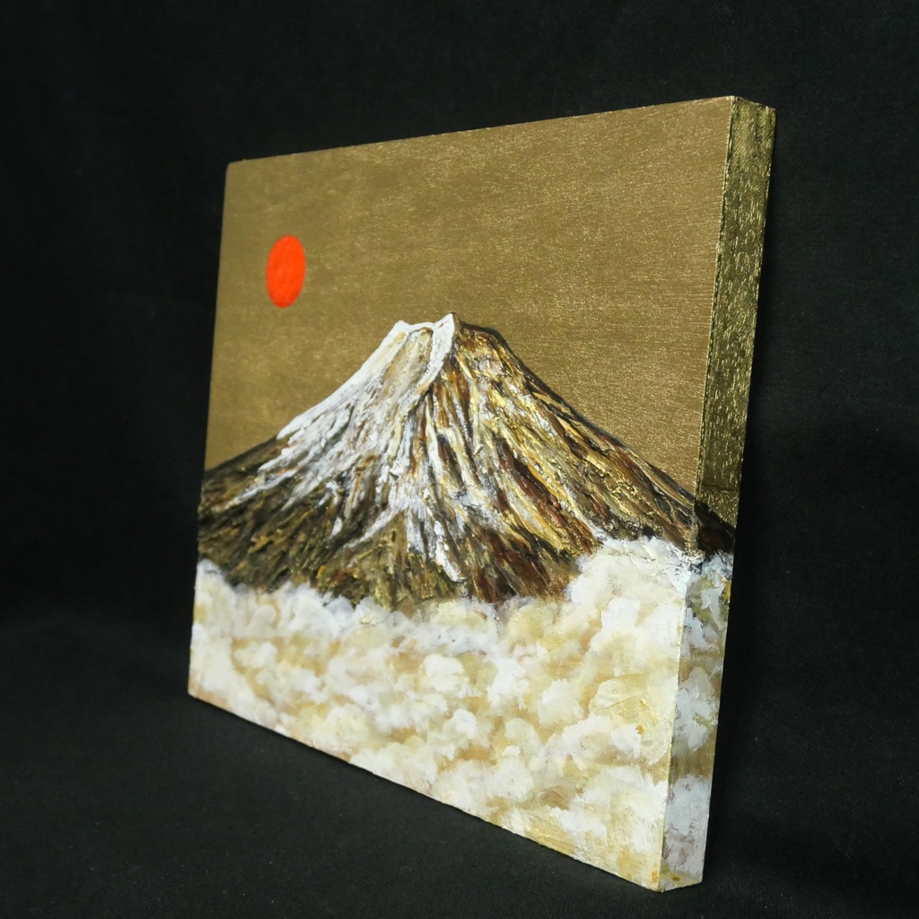 油絵「黄金の輝きが放つ生命力」絵画 油彩画 木製パネル 壁掛け インテリア雑貨